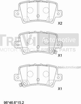 Trevi Automotive PF1287 - Тормозные колодки, дисковые, комплект autospares.lv
