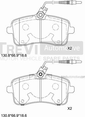 Trevi Automotive PF1239 - Тормозные колодки, дисковые, комплект autospares.lv