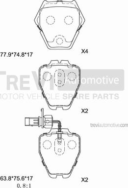 Trevi Automotive PF1234 - Тормозные колодки, дисковые, комплект autospares.lv