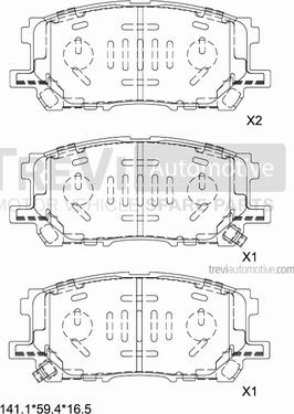 Trevi Automotive PF1236 - Тормозные колодки, дисковые, комплект autospares.lv