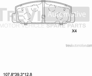 Trevi Automotive PF1238 - Тормозные колодки, дисковые, комплект autospares.lv