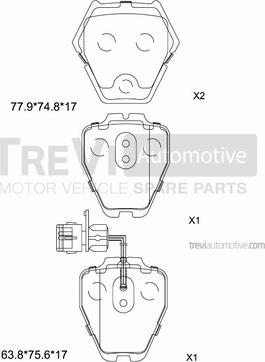 Trevi Automotive PF1233 - Тормозные колодки, дисковые, комплект autospares.lv