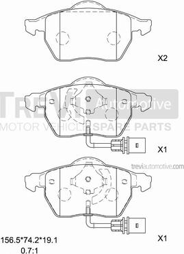 Trevi Automotive PF1237 - Тормозные колодки, дисковые, комплект autospares.lv