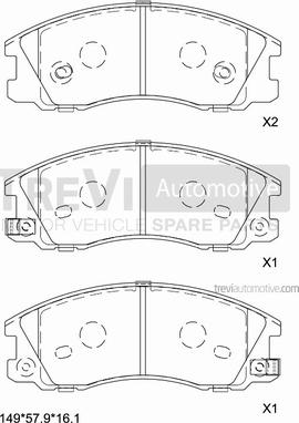 Trevi Automotive PF1220 - Тормозные колодки, дисковые, комплект autospares.lv