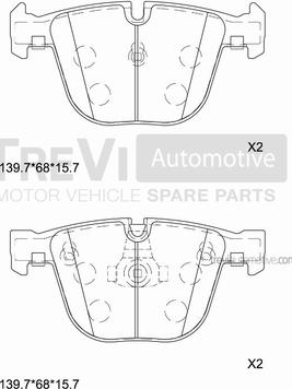 Trevi Automotive PF1222 - Тормозные колодки, дисковые, комплект autospares.lv