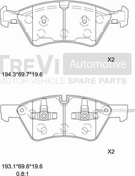 Trevi Automotive PF1275 - Тормозные колодки, дисковые, комплект autospares.lv