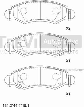 Trevi Automotive PF1270 - Тормозные колодки, дисковые, комплект autospares.lv