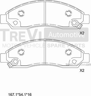 Trevi Automotive PF1272 - Тормозные колодки, дисковые, комплект autospares.lv