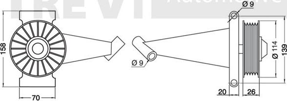 Trevi Automotive TA1529 - Ролик, поликлиновый ремень autospares.lv