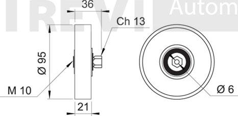 Trevi Automotive TA1030 - Ролик, поликлиновый ремень autospares.lv