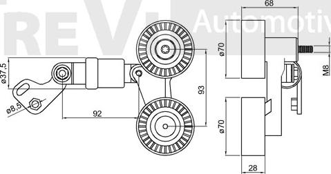 Trevi Automotive TA1281 - Натяжитель, поликлиновый ремень autospares.lv