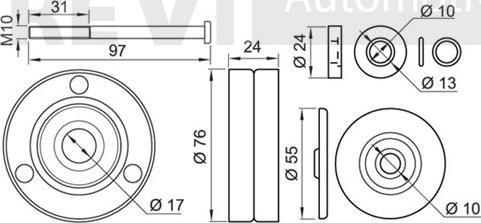 Trevi Automotive TA1700 - Ролик, поликлиновый ремень autospares.lv