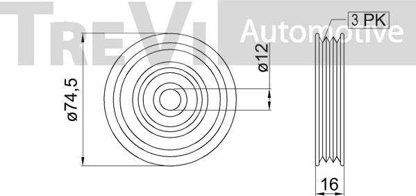 Trevi Automotive TA2145 - Ролик, поликлиновый ремень autospares.lv