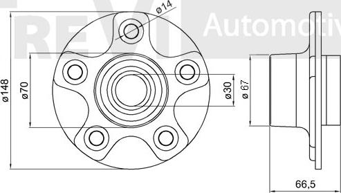 Trevi Automotive WB1436 - Подшипник ступицы колеса, комплект autospares.lv