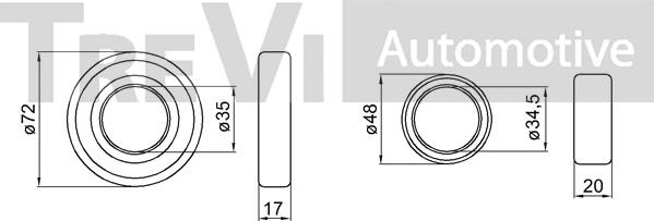 Trevi Automotive WB1395 - Подшипник ступицы колеса, комплект autospares.lv