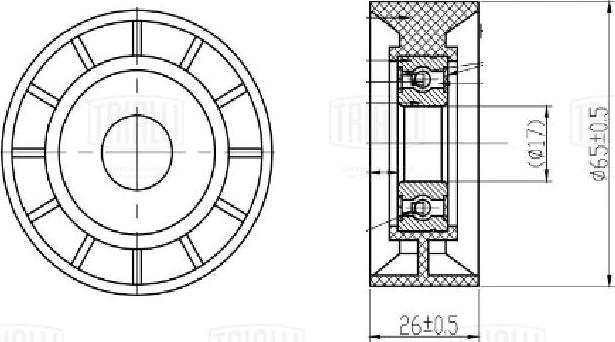 Trialli CM 0955 - Ролик, поликлиновый ремень autospares.lv