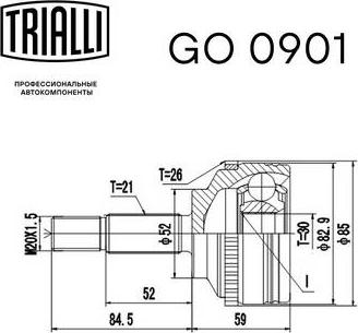 Trialli GO 0901 - Шарнирный комплект, ШРУС, приводной вал autospares.lv