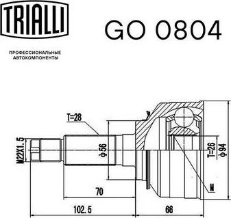 Trialli GO 0804 - Шарнирный комплект, ШРУС, приводной вал autospares.lv