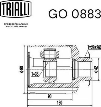 Trialli GO 0883 - Шарнирный комплект, ШРУС, приводной вал autospares.lv