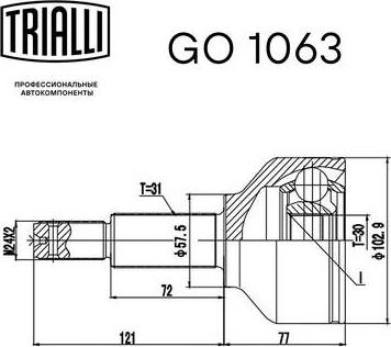 Trialli GO 1063 - Шарнирный комплект, ШРУС, приводной вал autospares.lv