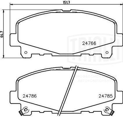 Trialli PF 4222 - Тормозные колодки, дисковые, комплект autospares.lv