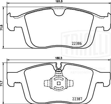 Trialli PF 1074 - Тормозные колодки, дисковые, комплект autospares.lv