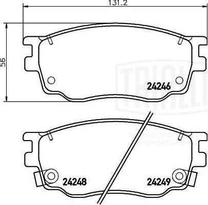 Trialli PF 2502 - Тормозные колодки, дисковые, комплект autospares.lv