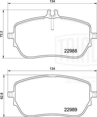 Trialli PF 2244 - Тормозные колодки, дисковые, комплект autospares.lv