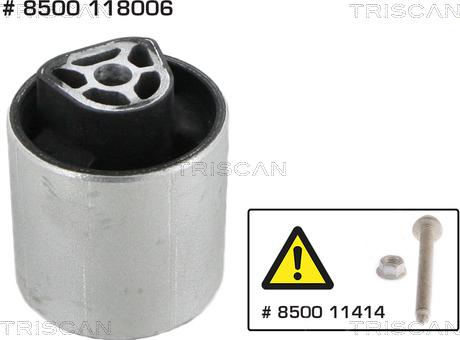 Triscan 8500 118006 - Сайлентблок, рычаг подвески колеса autospares.lv