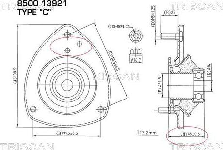 Triscan 8500 13921 - Опора стойки амортизатора, подушка autospares.lv