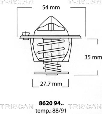 Triscan 8620 9491 - Термостат охлаждающей жидкости / корпус autospares.lv