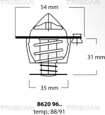 Triscan 8620 9691 - Термостат охлаждающей жидкости / корпус autospares.lv