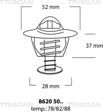 Triscan 8620 5088 - Термостат охлаждающей жидкости / корпус autospares.lv