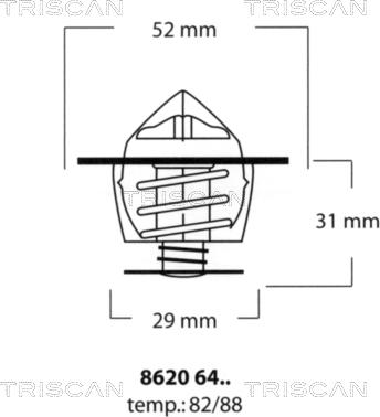 Triscan 8620 6482 - Термостат охлаждающей жидкости / корпус autospares.lv