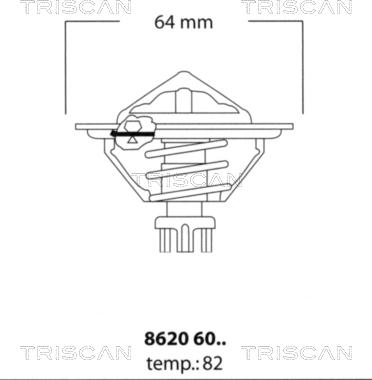 Triscan 8620 6082 - Термостат охлаждающей жидкости / корпус autospares.lv