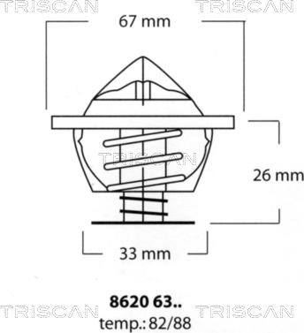 Triscan 8620 6382 - Термостат охлаждающей жидкости / корпус autospares.lv