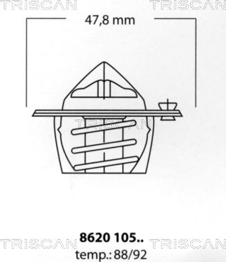 Triscan 8620 10592 - Термостат охлаждающей жидкости / корпус autospares.lv