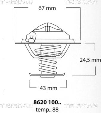 Triscan 8620 10088 - Термостат охлаждающей жидкости / корпус autospares.lv