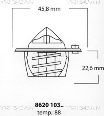 Triscan 8620 10388 - Термостат охлаждающей жидкости / корпус autospares.lv