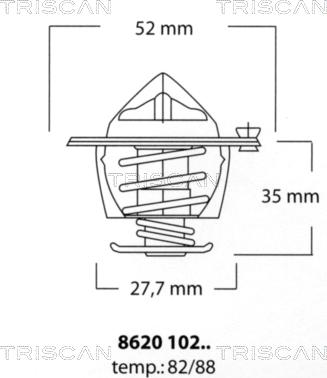 Triscan 8620 10288 - Термостат охлаждающей жидкости / корпус autospares.lv