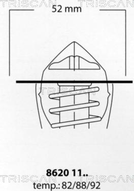 Triscan 8620 1182 - Термостат охлаждающей жидкости / корпус autospares.lv