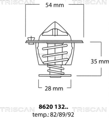 Triscan 8620 13292 - Термостат охлаждающей жидкости / корпус autospares.lv