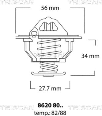 Triscan 8620 8088 - Термостат охлаждающей жидкости / корпус autospares.lv