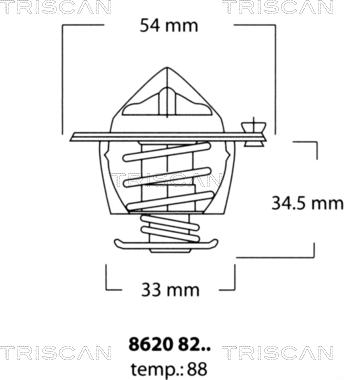 Triscan 8620 8288 - Термостат охлаждающей жидкости / корпус autospares.lv