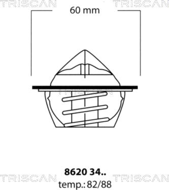 Triscan 8620 3482 - Термостат охлаждающей жидкости / корпус autospares.lv