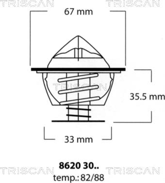 Triscan 8620 3088 - Термостат охлаждающей жидкости / корпус autospares.lv