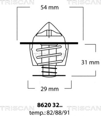 Triscan 8620 3291 - Термостат охлаждающей жидкости / корпус autospares.lv