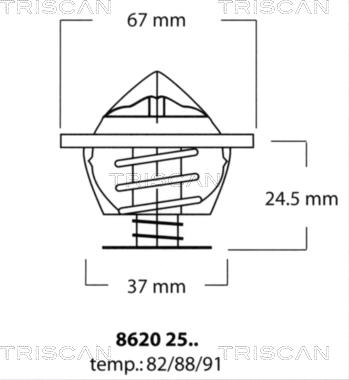 Triscan 8620 2591 - Термостат охлаждающей жидкости / корпус autospares.lv