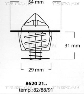 Triscan 8620 2188 - Термостат охлаждающей жидкости / корпус autospares.lv