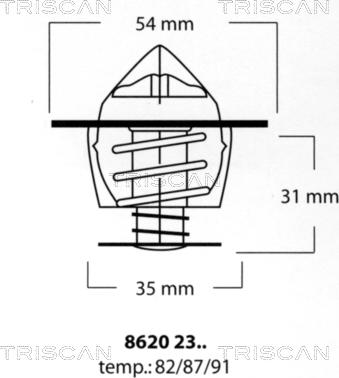 Triscan 8620 2387 - Термостат охлаждающей жидкости / корпус autospares.lv